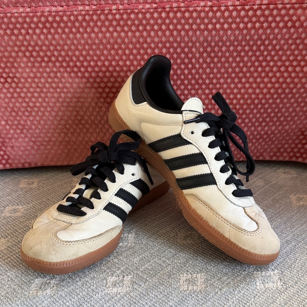 adidas Women’s Black and Beige Sambas - size 7.5, fits like size 8